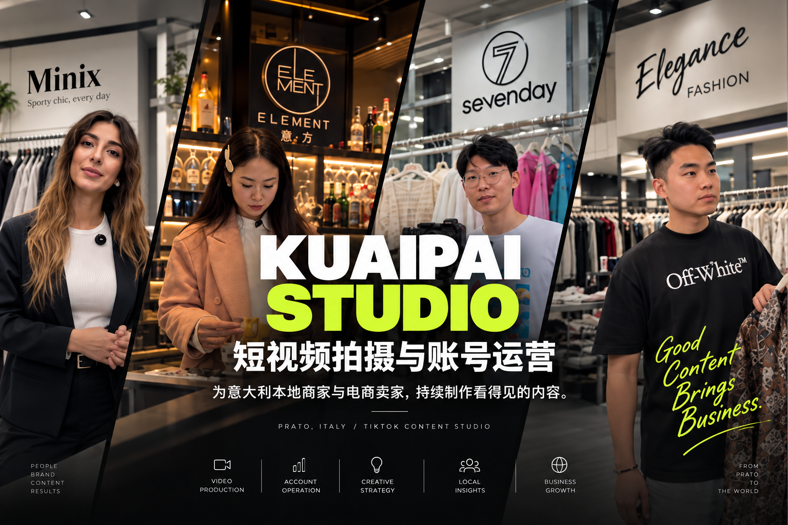 KUAIPAI STUDIO 短视频拍摄与账号运营，意大利 Prato 门店与服装产品场景